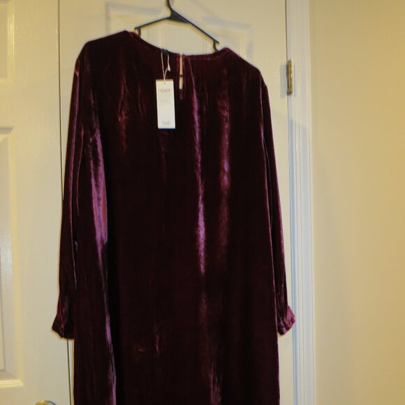 Eileen Fisher Deep Red Claret Velvet Dress 1X - Picture 2 of 9